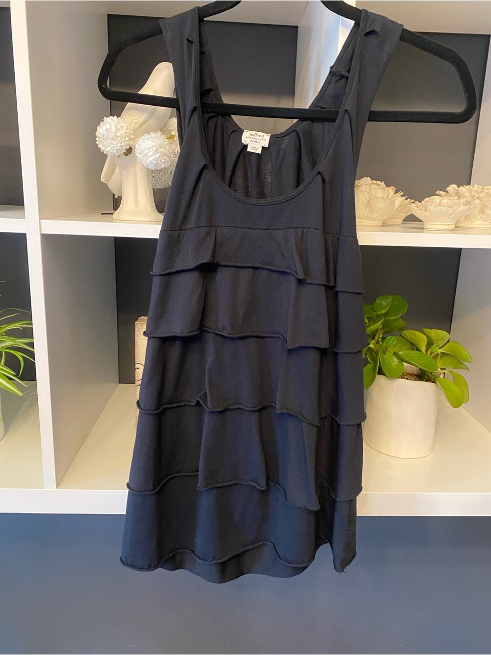 Aritzia Wilfred Black Sleeveless Tiered Ruffle Tank Top Size XS
